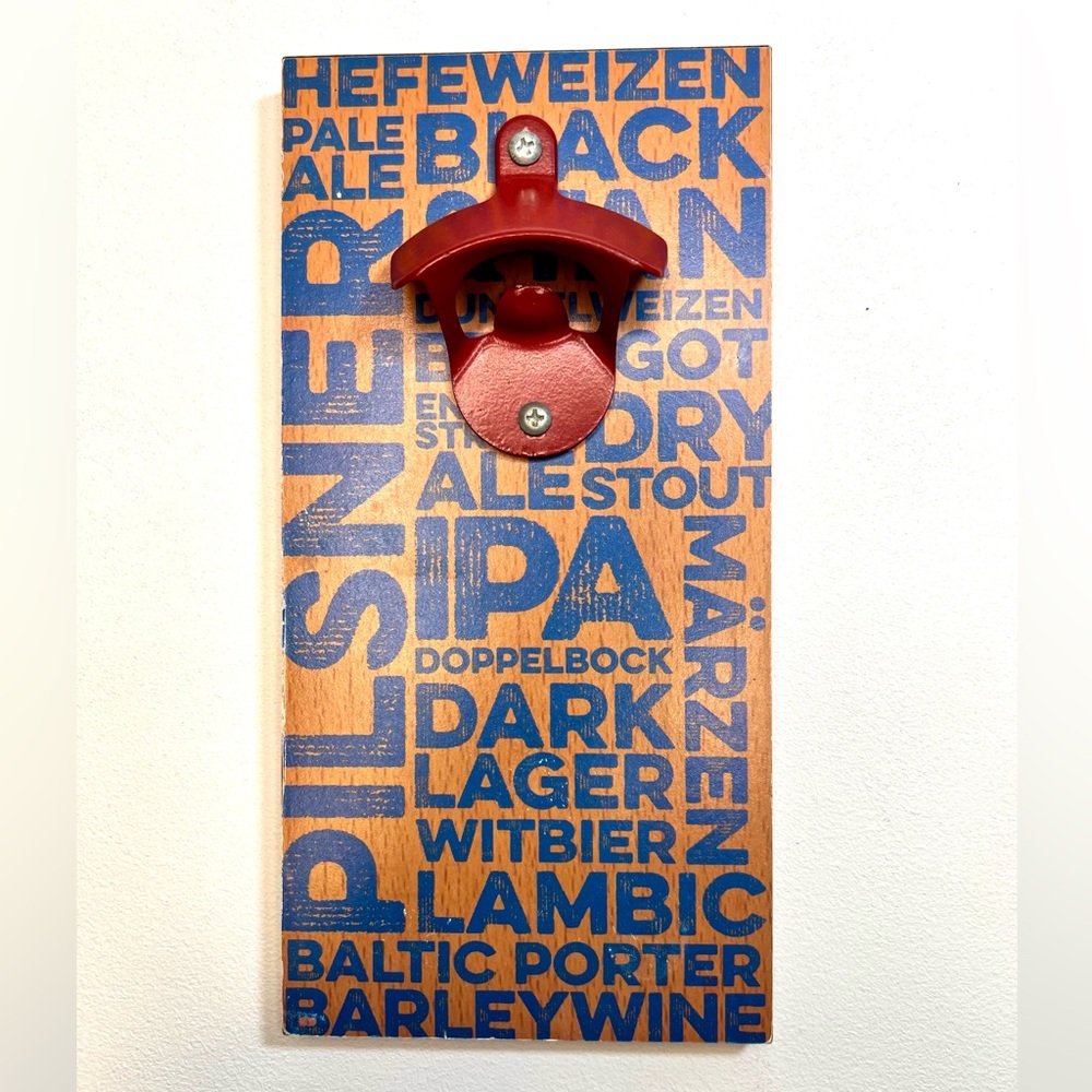 Beer Brewing Wood Wall-Mounted Bottle Opener Magnetic Man Cave Liquor Ale IPA